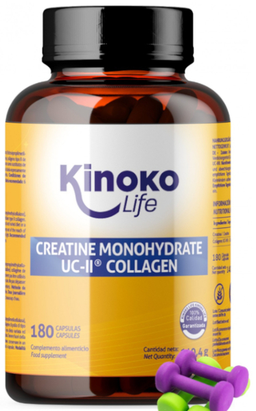 Kinoko Life Creatina Monohidratada 3000mg Con UC-II Colágeno 180 Cápsulas