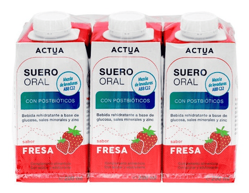 Actua Suero Oral Sabor Fresa 3x200 ml