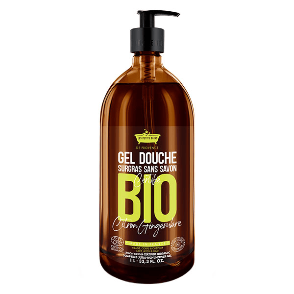 Gel douche surgras sans savon BIO Citron Gingembre 1L