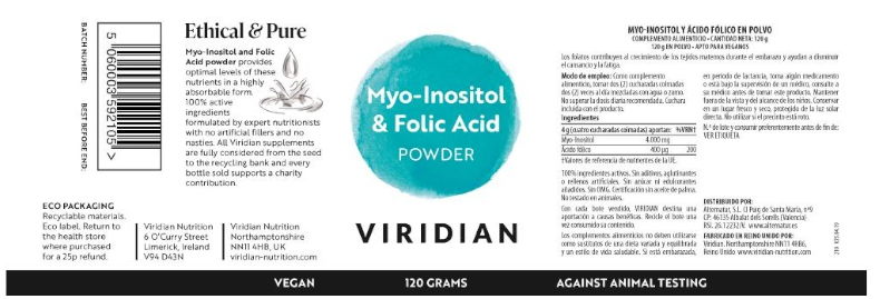 Viridian Myo-Inositol + Ácido Fólico 120 Gr