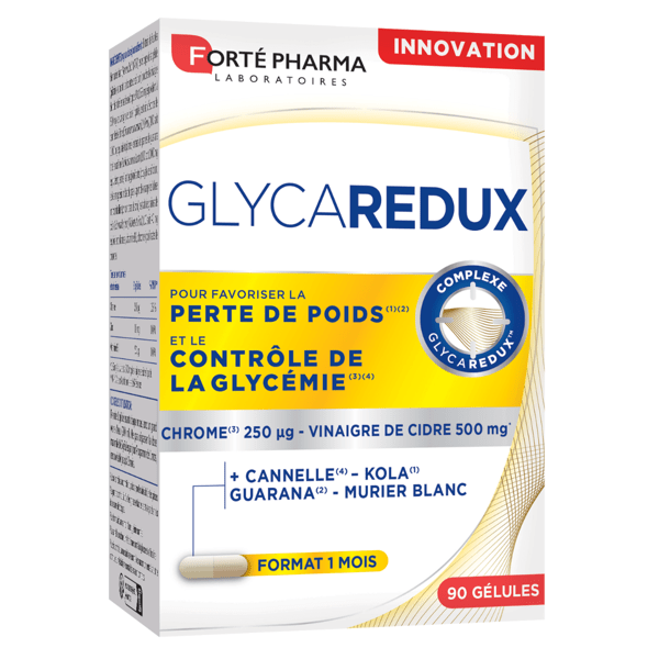 Glycaredux Glycémie Vinaigre de Cidre Chrome Guarana - 90 gélules