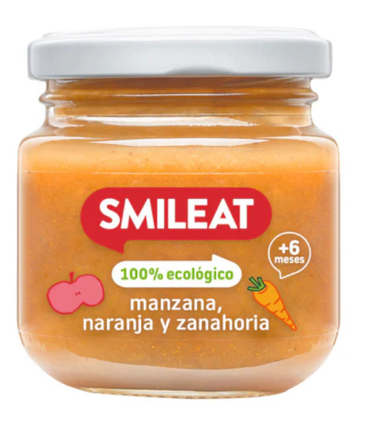 Smileat Tarrito Manzana, Naranja Y Zanahoria Ecológico 130gr