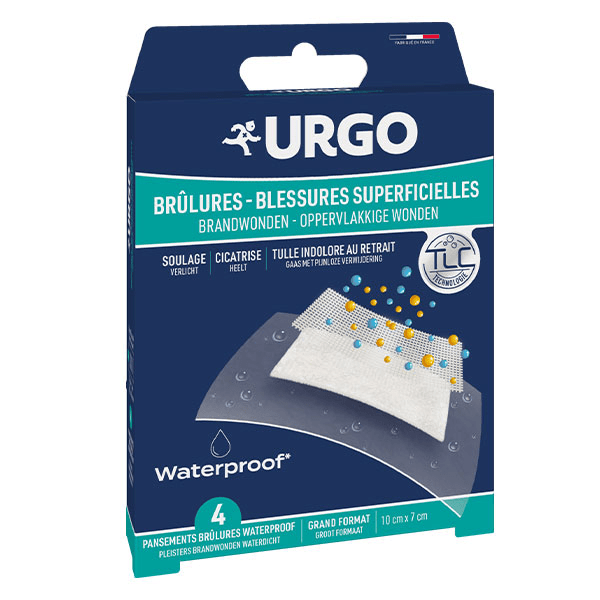 Premiers Soins Brûlures Blessures Superficielles Pansements Waterproof 10 x 7cm 4 unités 3