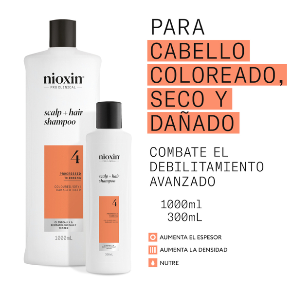 Nioxin 4 Champú Cabello Teñido Debilitamiento Avanzado 300 Ml