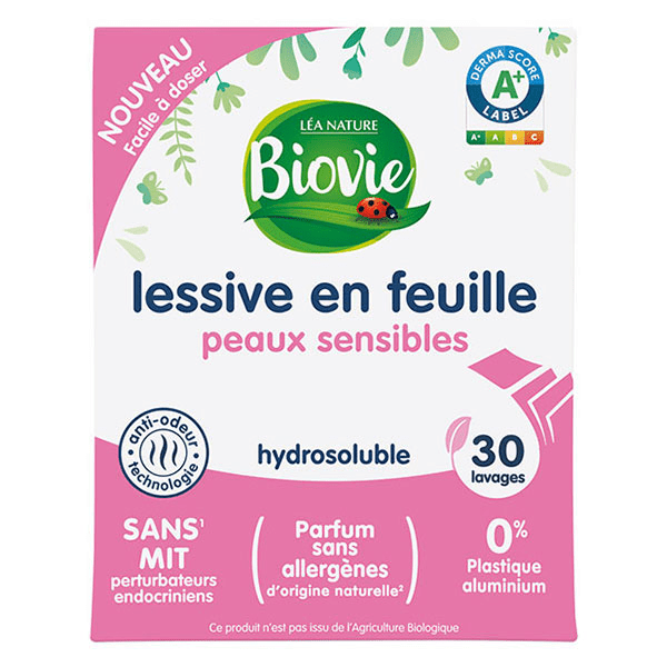 Biovie, Lessive feuille peaux sensibles - 30 lavages, 52,5g