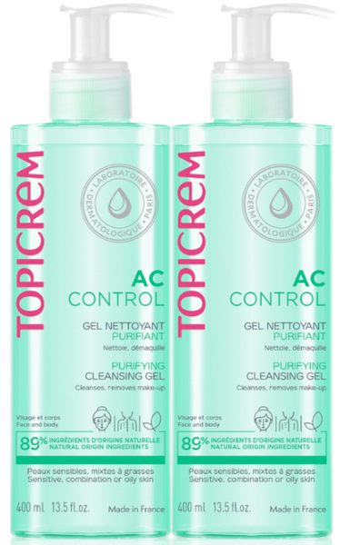 Topicrem AC Control Gel Limpiador Purificante 2x400 Ml