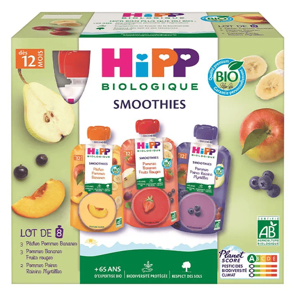 Smoothies Multipack 3 variétés dès 12 mois 8 Gourdes x 120ml