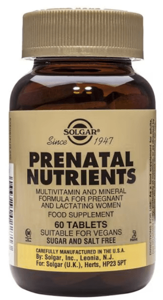 Solgar Nutrientes Prenatales 60 Comprimidos
