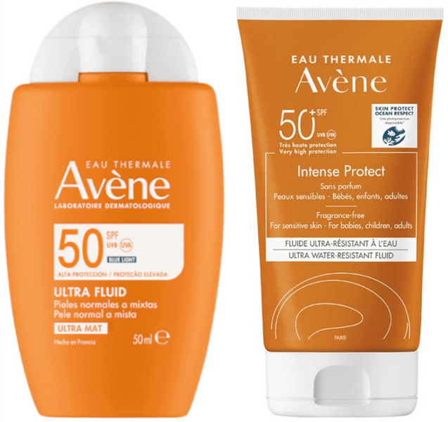 Avène Solar Fluido Invisible Ultra Mat SPF50+ 50 ml + Intense Protect SPF50+ 150 ml
