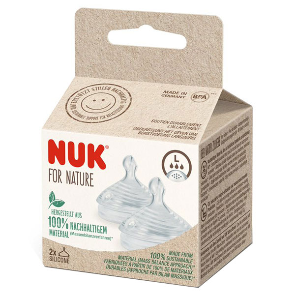 For Nature Tétine Silicone Taille L Débit Rapide Lot de 2
