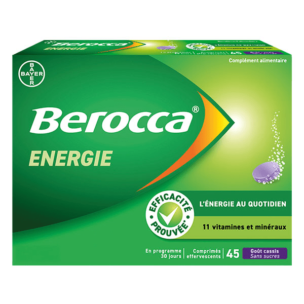 Energie Cassis Vitamine B et C Magnésium Zinc 45 comprimés effervescents