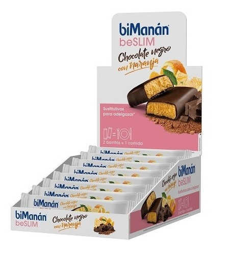 BiManán BeSlim Barritas Chocolate Negro Y Naranja 30uds