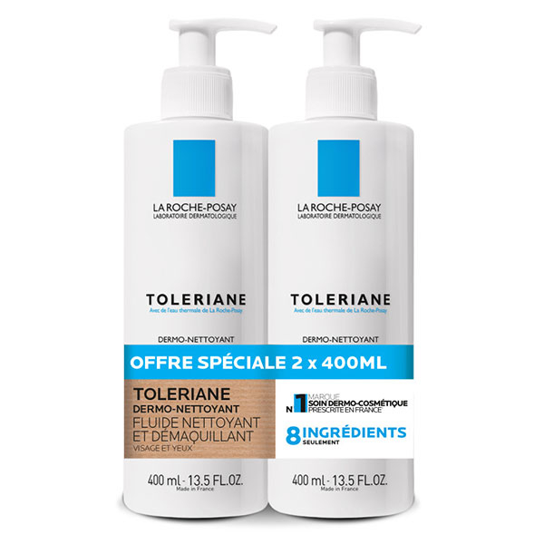 Toleriane Dermo-Nettoyant visage et yeux lait démaquillant - 400ml - Lot de 2