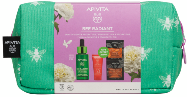 Apivita Bee Radiant Sérum 30 Ml + Bee Sun Safe SPF50 15 Ml + Mascarilla Facial Naranja 2x8 Ml