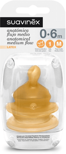 Suavinex Tetina Anatómica Látex Flujo Medio T1 M 0-6m 2 uds