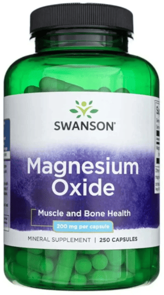 Swanson Óxido de Magnesio 200mg 250 Cápsulas