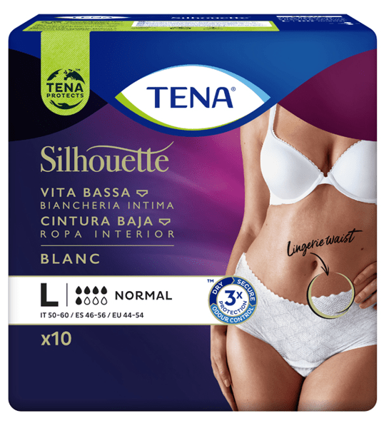 TENA Silhouette Blanco Cintura Baja Grande Mujer 10 uds