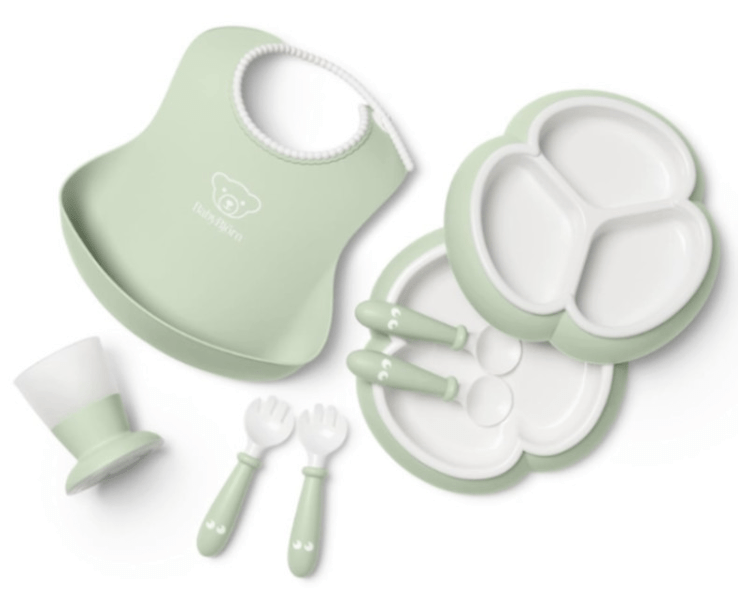 BabyBjörn Vajilla Completa con Babero Verde Pastel 8 Piezas