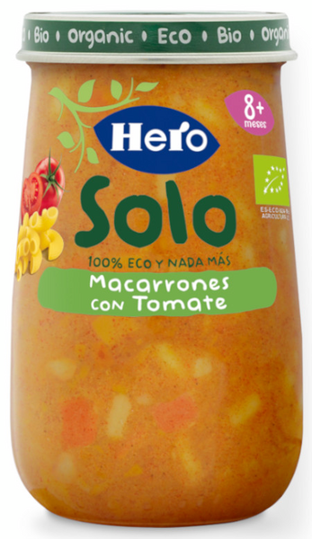 Hero Solo Tarrito Macarrones Con Tomate ECO 190 Gr