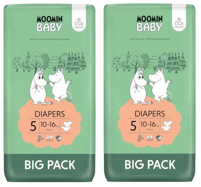Moomin Baby Pañales Talla 5 (10-16 Kg) 2x60 uds