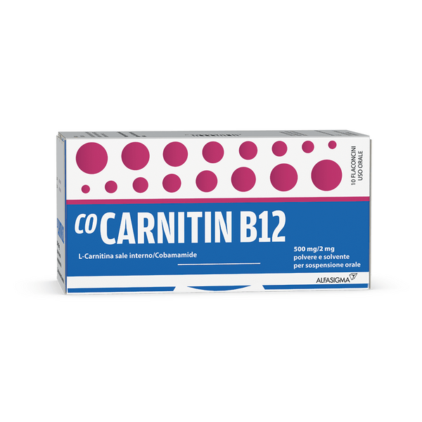 CoCarnetin B12 500mg + 2mg Polvere e Solvente Per Sospensione Orale 10 Flaconi 10 ml
