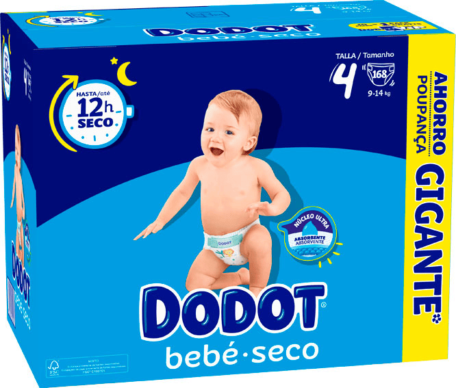 Dodot Pañales Bebé Seco Megabox Talla 4 168 uds