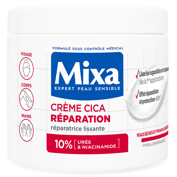 Crème Cica Reparation Peaux Très Sèches et Rugueuses Visage, Corps, Mains - 400ml