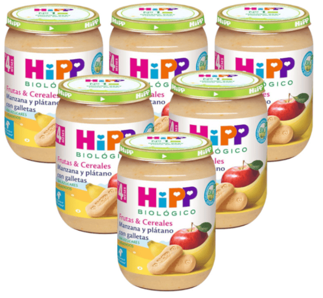 HiPP Tarrito de Manzana y Plátano con Galletas BIO +4m 6x190 gr