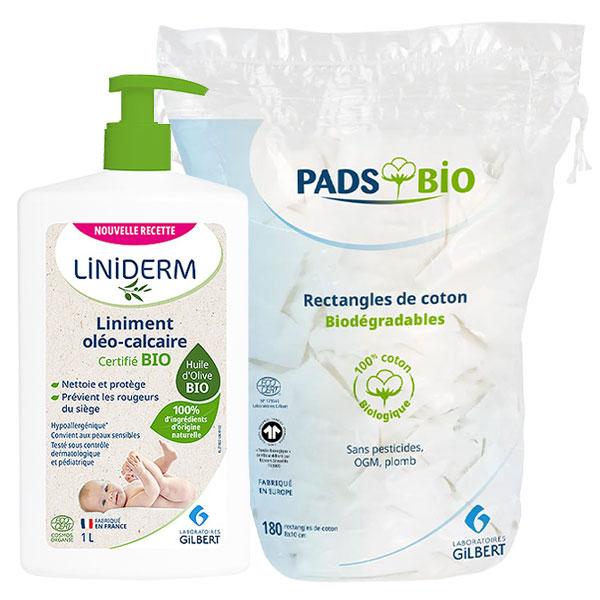 Gilbert Pack Douceur Bébé Liniment et Carrés de Coton Bio