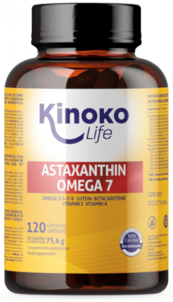 Kinoko Life Astaxantina y Omega7 Aceite Espino Amarillo 120 Cápsulas