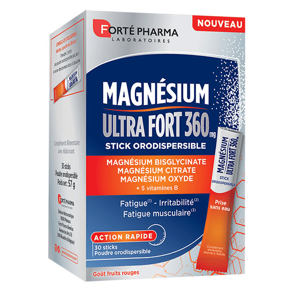 Magnésium Ultra Fort 360 Sticks Vitamine B6 30 sticks orodispersibles 2