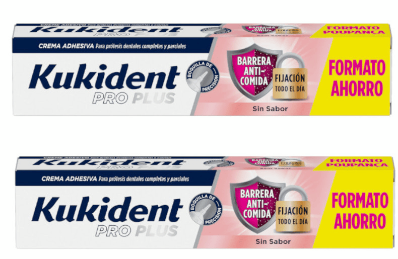 Kukident Pro Plus Barrera Anticomida sin Sabor 2x57 gr PACK AHORRO