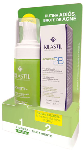 rilastil acnestil pb gel-serum seborregulador 30 ml  mousse limpiadora 165 ml