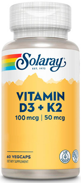 Solaray Vitamina D3 Y K2 60 Cápsulas Vegetales