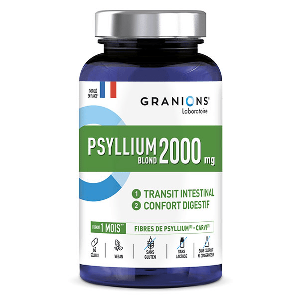 Granions Psyllium blond 2000mg Confort digestif 60 Gélules 5