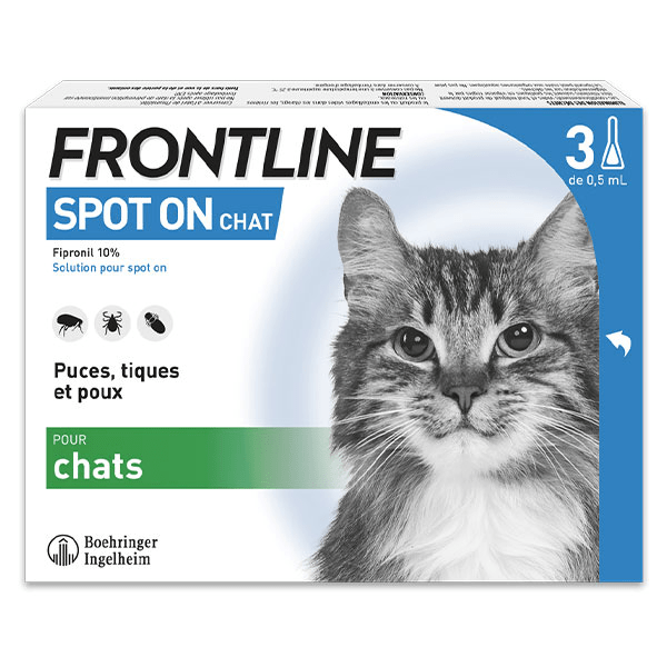 Comparer les prix de FRONTLINE 3 Pipettes antiparasitaires pour chat - Puces, tiques, poux