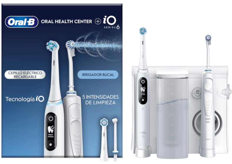 Centro de Limpieza Bucal Braun Oral-B OxyJet y Cepillo Eléctrico iO6 con 5 Modos y 2 Cabezales, Blanco - Imagen 3