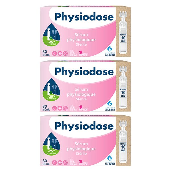 Physiodose Sérum Physiologique Stérile Lot de 3 x 30 unités