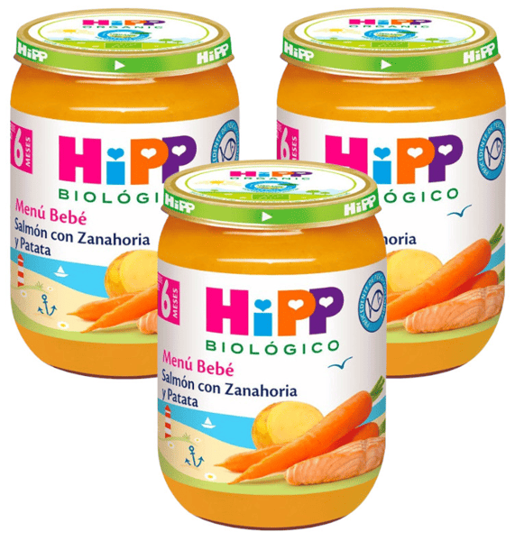 HiPP Tarrito de Salmón con Zanahoria y Patata BIO +6m 3x190 gr