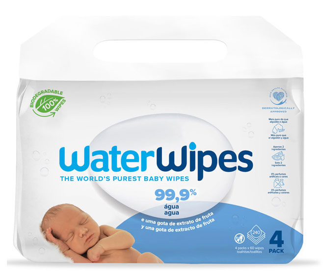 WaterWipes BIO Toallitas De Bebé Pack 4x60 Unidades