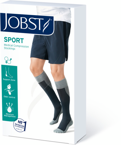 Jobst Sport Calcetines, Blanco/Gris, Talla L, 15-20 MmHg