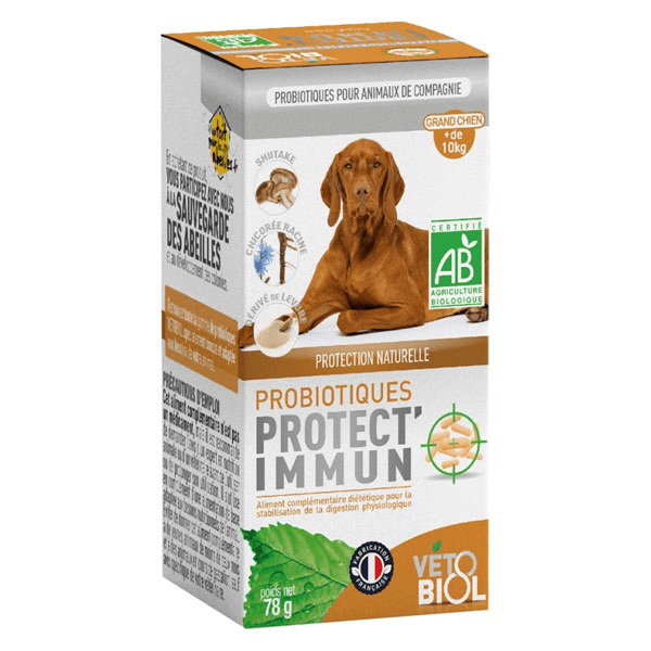 Comparer les prix de Vetobiol Probiotiques Protect'Immun Grand Chien Bio 78g