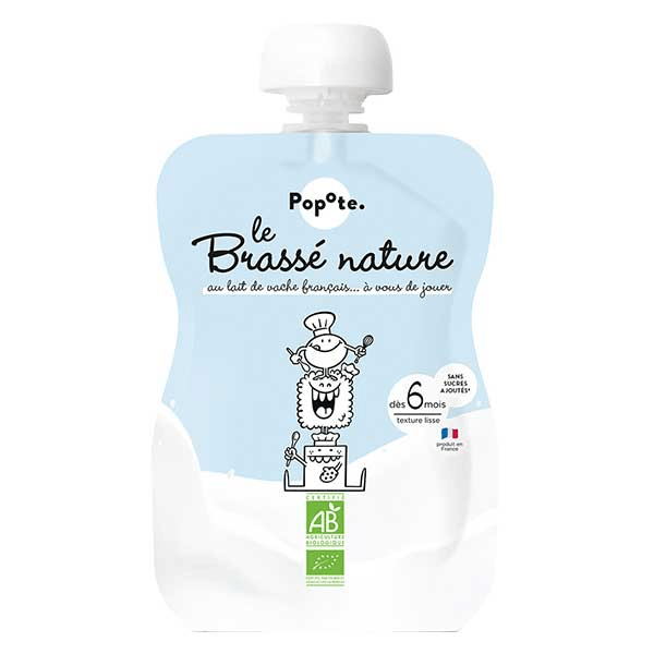 Les Lactés Gourde Brassé Nature +6mois Bio 100g 2