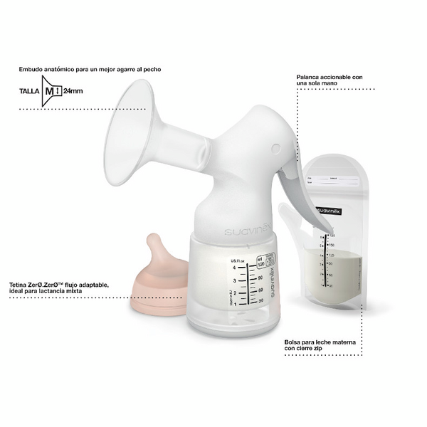 Suavinex Set Extractor Manual De Leche Y Biberon Anticólico Zero Zero 120 Ml