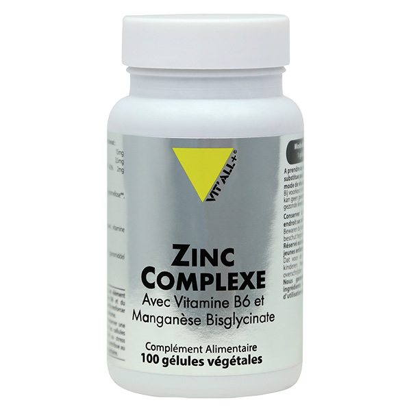ZINC COMPLEXE Zinc, Vitamine B6, Manganèse 100 gélules