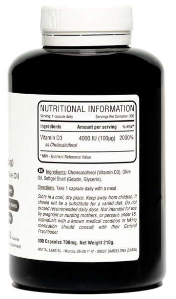 Hivital Vitamina D3 4000 UI 300 Perlas