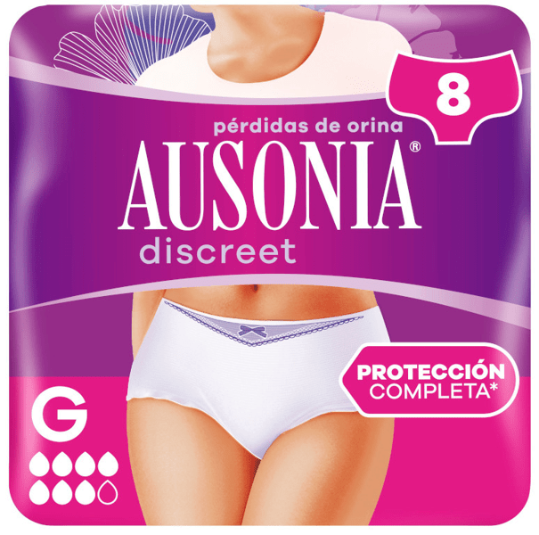 Ausonia Discreet Braguitas Incontinencia Mujer Plus L 8 uds