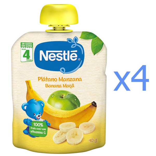 Nestlé Bolsita Plátano Y Manzana 90g X 4 Unidades