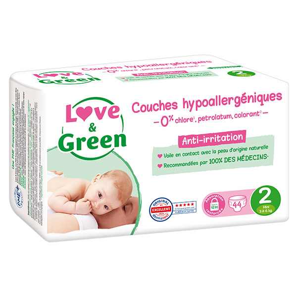 Change Bébé Couche Hypoallergénique Taille 2 3-6kg 44 unités
