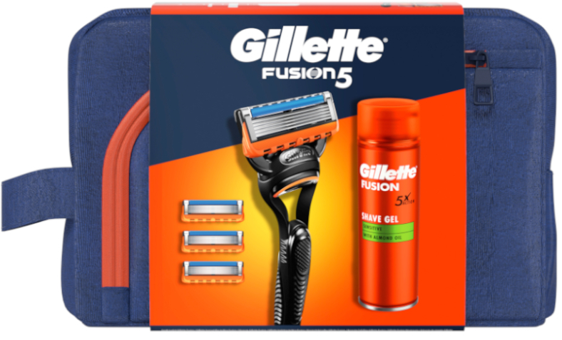 Gillette Fusion5 Maquinilla + 3 Recambios + Gel De Afeitar 200 Ml